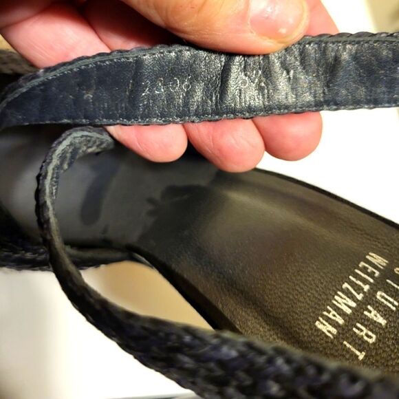 Stuart Weitzman Bradford Black Woven Leather Straps Platform Sandals sz.8.5 $375 - Picture 5 of 11